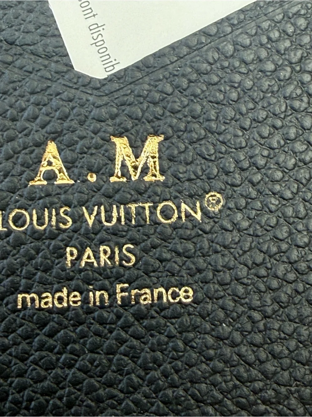 Louis Vuitton Black Textured Leather Card Holder with Gold Foil Stamp